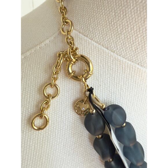 Talbots Navy Bead Faux Pearl Double Strand Statement Necklace Elegant Jewelry - Picture 6 of 8